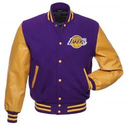Los Angeles Lakers NBA Purple and Yellow Letterman Jacket	