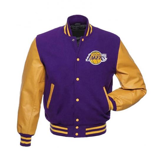 Los Angeles Lakers NBA Purple and Yellow Letterman Jacket