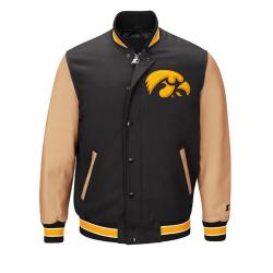 Iowa Hawkeyes Black and Brown Letterman Jacket	