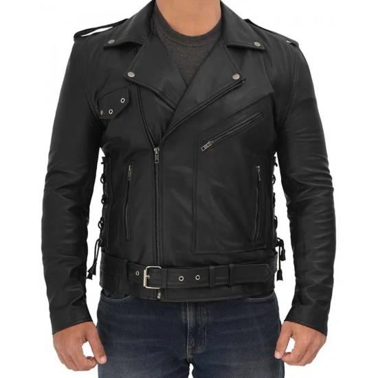 Lucas Asymmetrical Black Motorcycle Leather Jacket Men
