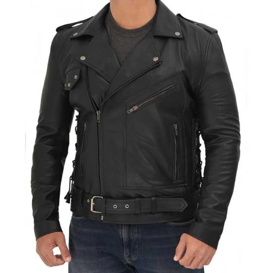 Lucas Asymmetrical Black Motorcycle Leather Jacket Men