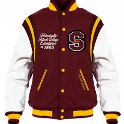 Maroon Shaw University Varsity Jacket	 Maroon Shaw University Varsity Jacket