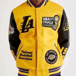 Mash Up Los Angeles Lakers Varsity Yellow and Black Jacket	 Mash Up Los Angeles Lakers Varsity Yellow and Black Jacket