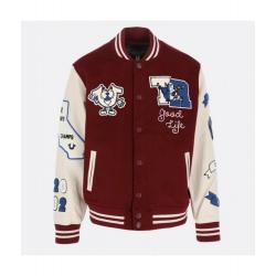 True Religion Maroon Varsity Jacket Unveiled	