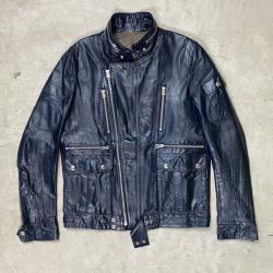 Undercover  Undercoverism Double Zipper Navy Leather Jacket Undercover  Undercoverism Double Zipper Navy Leather Jacket